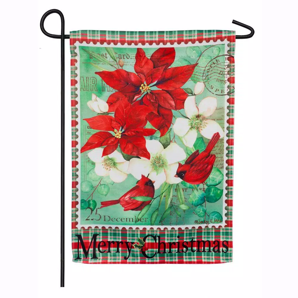 Evergreen 18 In. X 12.5 In. Christmas Floral Garden Suede Flag 1 Evergreen 18 In. X 12.5 In. Christmas Floral Garden Suede Flag