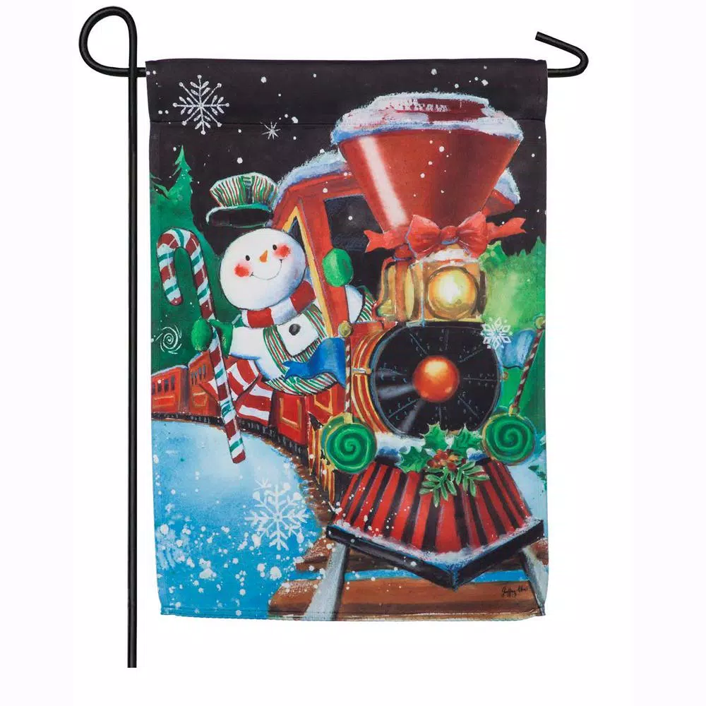 Evergreen 18 In. X 12.5 In. Snowflake Express Garden Suede Flag 1 Evergreen 18 In. X 12.5 In. Snowflake Express Garden Suede Flag