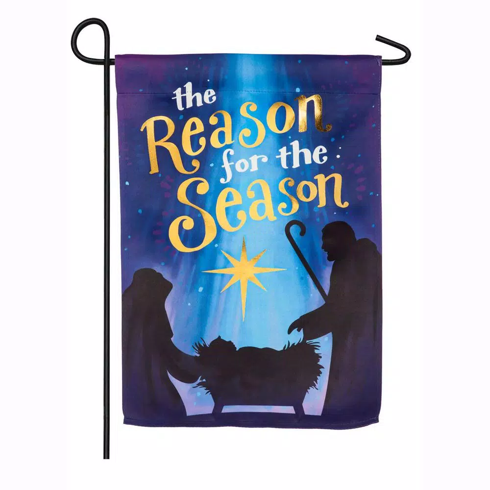 Evergreen 18 In. X 12.5 In. Reason For The Season Garden Suede Flag 1 Evergreen 18 In. X 12.5 In. Reason For The Season Garden Suede Flag