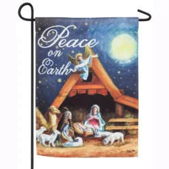 Evergreen 18 In. X 12.5 In. Christmas Manger Garden Suede Flag