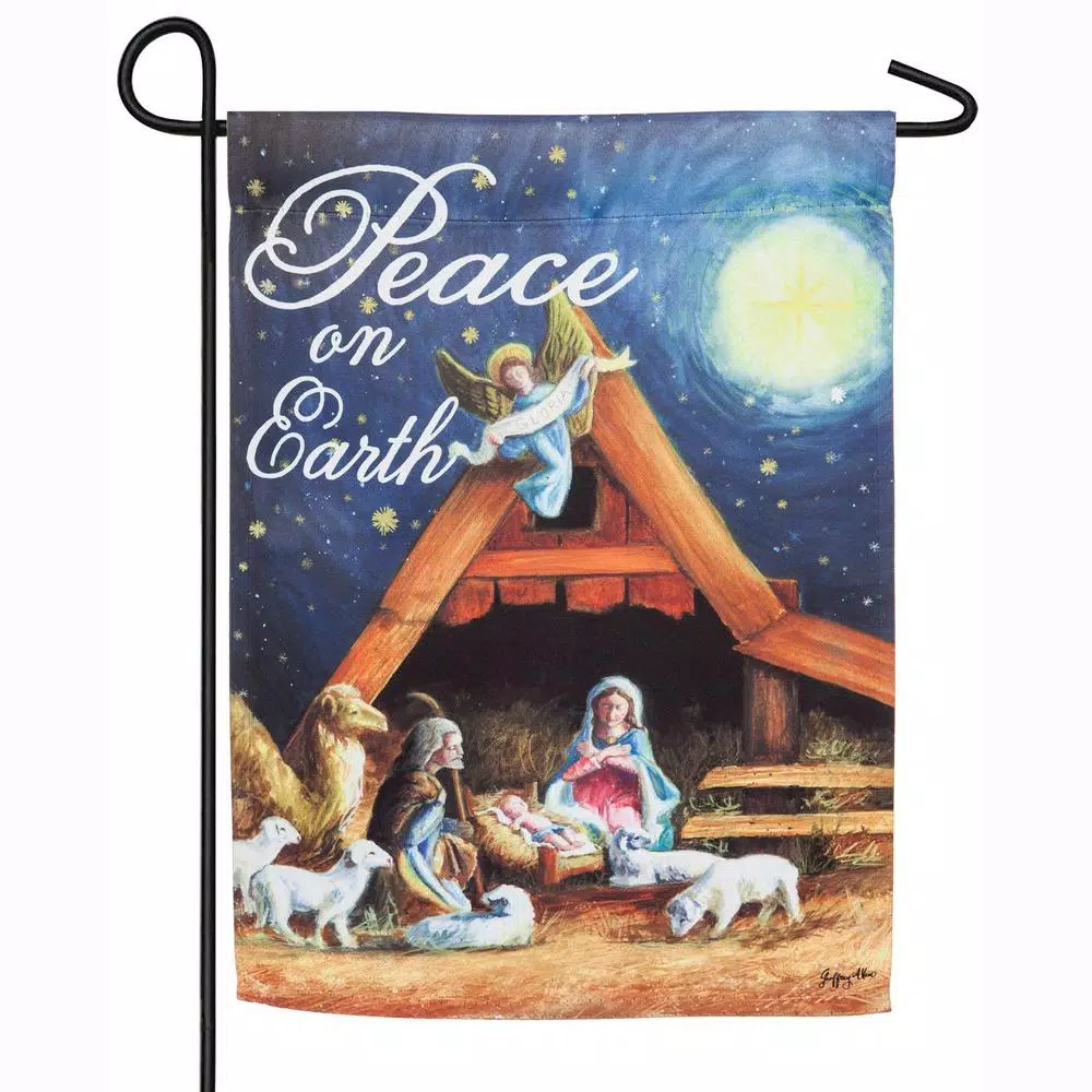 Evergreen 18 In. X 12.5 In. Christmas Manger Garden Suede Flag 1 Evergreen 18 In. X 12.5 In. Christmas Manger Garden Suede Flag