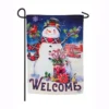 Evergreen 18 In. X 12.5 In. Christmas Barn Snowman Garden Suede Flag