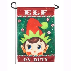 Evergreen 18 In. X 12.5 In. Elf On Duty Garden Suede Flag