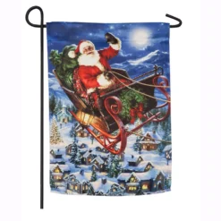 Evergreen 18 In. X 12.5 In. Delivering Christmas Garden Suede Flag
