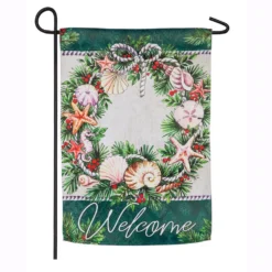 Evergreen 18 In. X 12.5 In. Holiday Coastal Wreath Garden Suede Flag