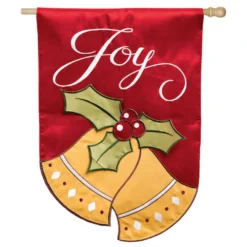 Evergreen 28 In. X 44 In. Joyful Christmas Bells House Applique Flag