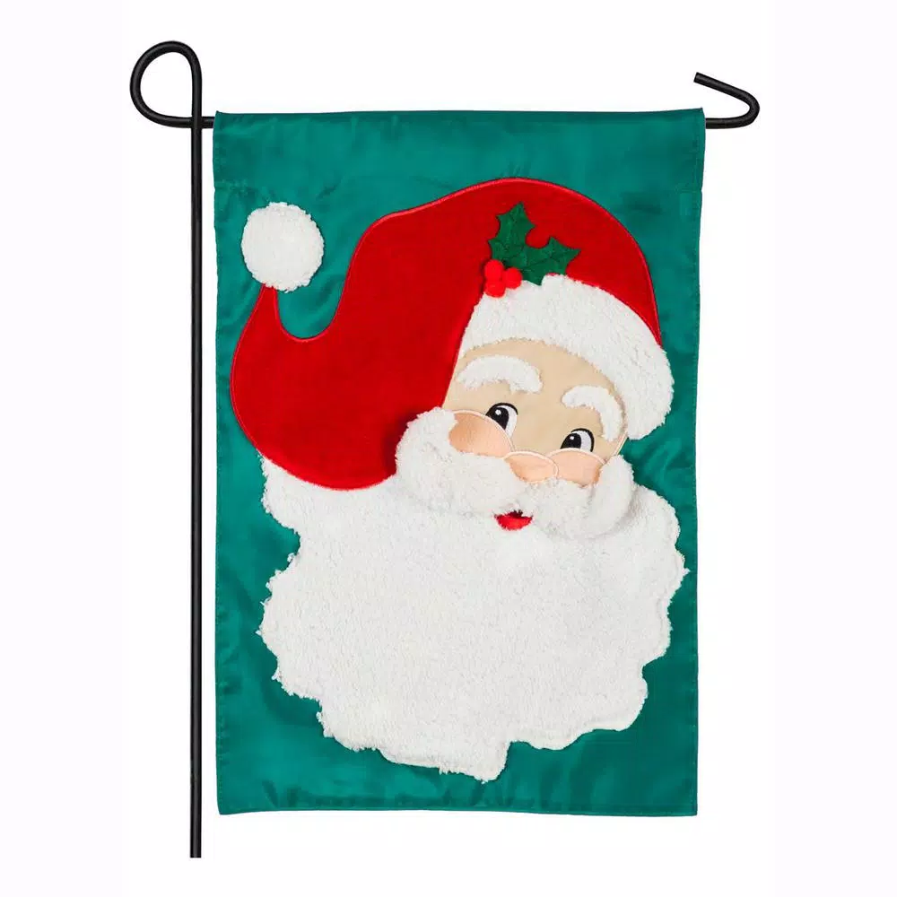 Evergreen 18 In. X 12.5 In. Jolly St. Nick Garden Applique Flag 1 Evergreen 18 In. X 12.5 In. Jolly St. Nick Garden Applique Flag
