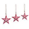 Evergreen 11 In. Red Metal Nordic Stars Christmas Ornaments (3-Pack)