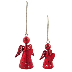 Evergreen 5 In. Red Metal Angel Christmas Ornaments (2-Pack)