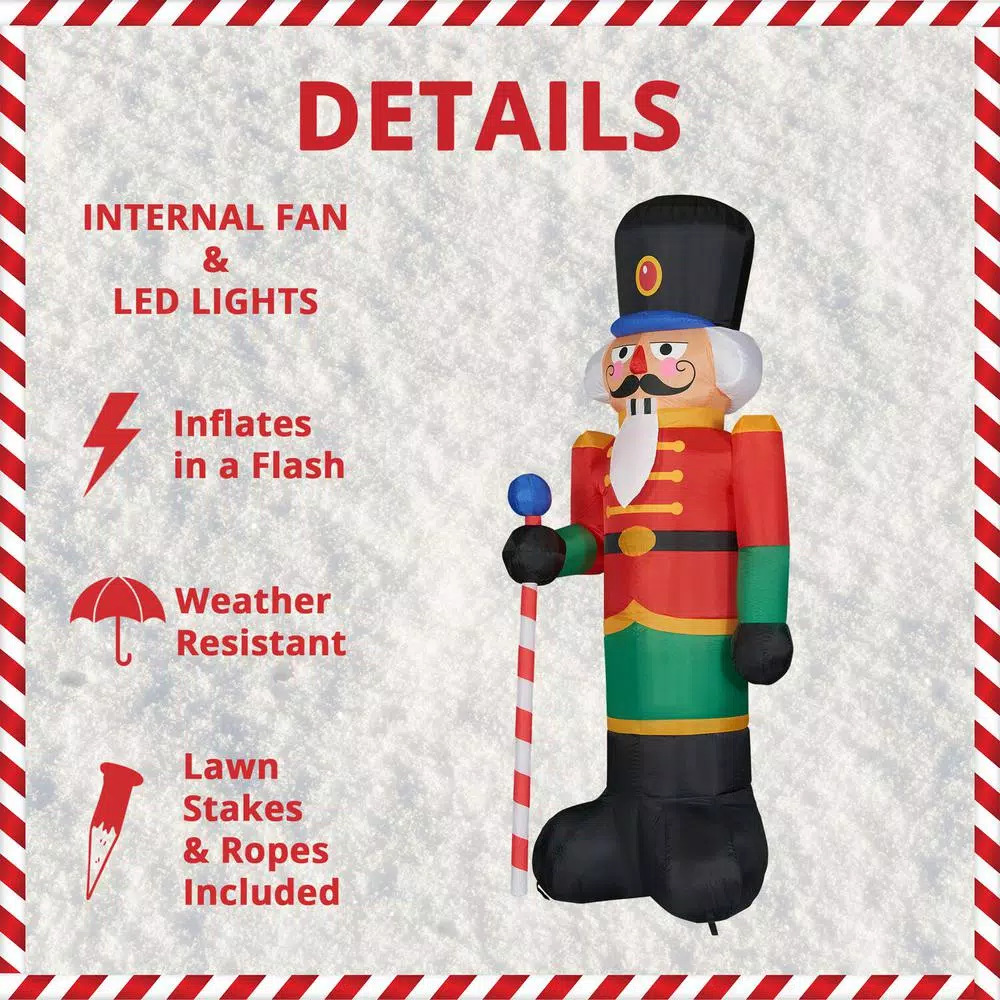 Fraser Hill Farm 10 Ft. Nutcracker Christmas Inflatable With Lights 4 Fraser Hill Farm 10 Ft. Nutcracker Christmas Inflatable With Lights - Image 4
