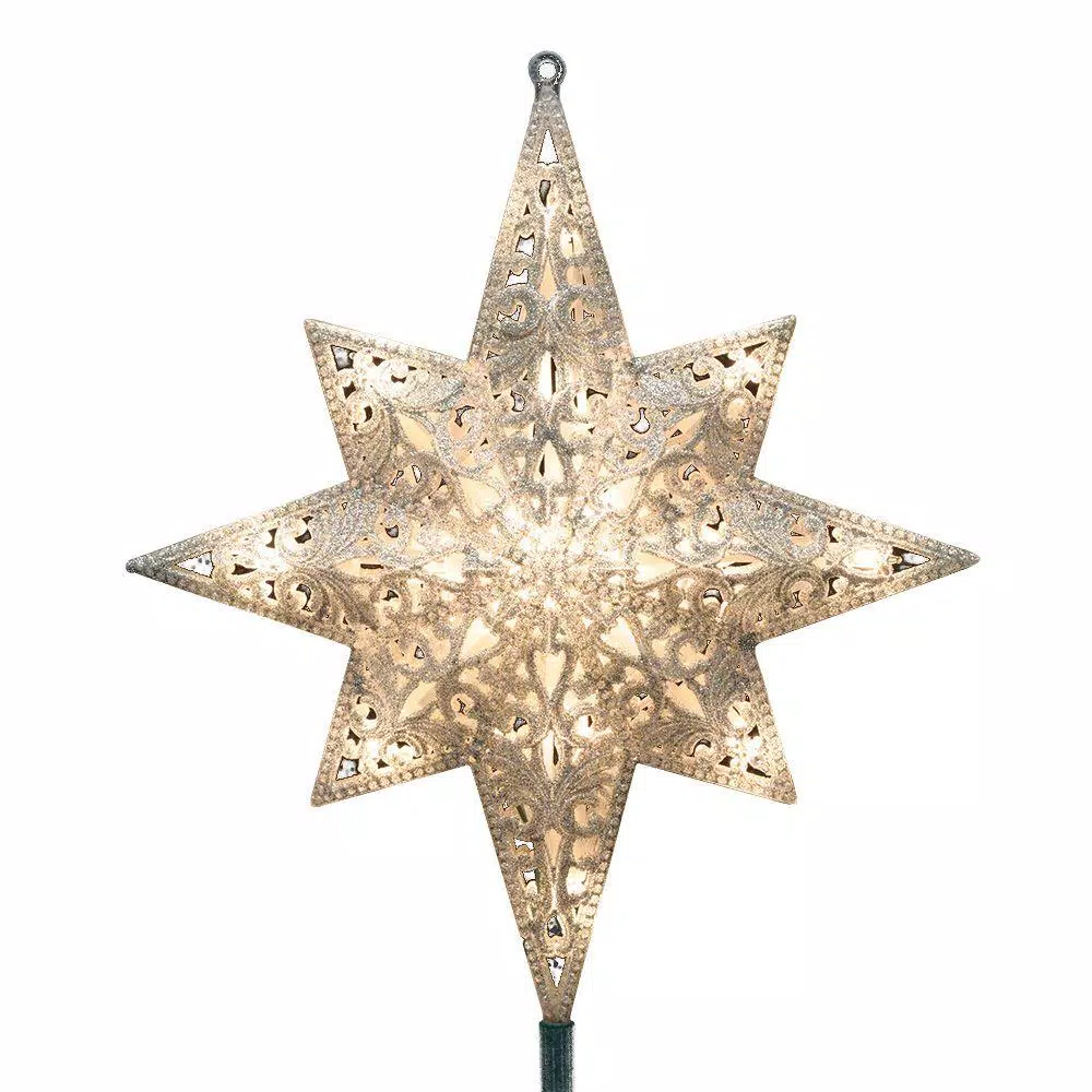 GE Holiday Classics 11 In. 16-Light Silver Glittered Bethlehem Star Tree Top 1 GE Holiday Classics 11 In. 16-Light Silver Glittered Bethlehem Star Tree Top