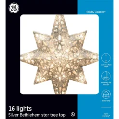 GE Holiday Classics 11 In. 16-Light Silver Glittered Bethlehem Star Tree Top 13 GE Holiday Classics 11 In. 16-Light Silver Glittered Bethlehem Star Tree Top -Christmas decorations shop ge christmas tree toppers 71080hd c3 1000