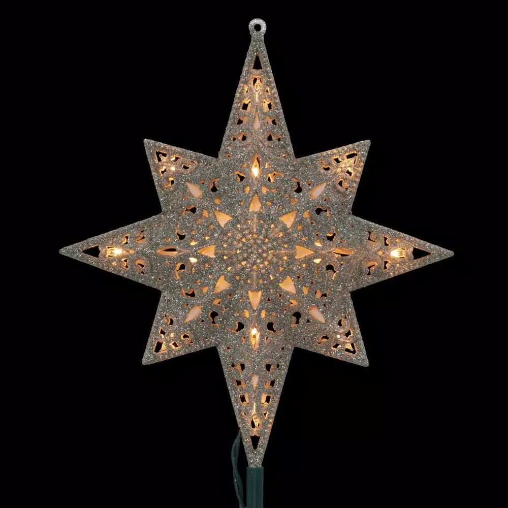 GE Holiday Classics 11 In. 16-Light Silver Glittered Bethlehem Star Tree Top 2 GE Holiday Classics 11 In. 16-Light Silver Glittered Bethlehem Star Tree Top - Image 2