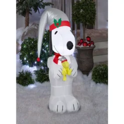 Gemmy 3.5 Ft. Airblown-Snoopy Holding Woodstock Platinum Accents-SM-Peanuts -Christmas decorations shop gemmy christmas inflatables g 118001 31 1000