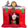 Gemmy 5 Ft. W X 5.6 Ft. H Inflatable Santa’s Head Popping Down At Fireplace Scene