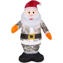 Gemmy 3 Ft. Inflatable Airblown Santa In Camo Christmas