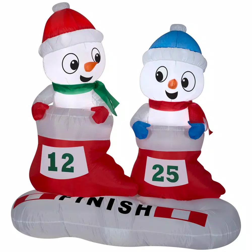 Gemmy 4 Ft. H Airblown Snowman In Stocking Races-SM 2 Gemmy 4 Ft. H Airblown Snowman In Stocking Races-SM - Image 2