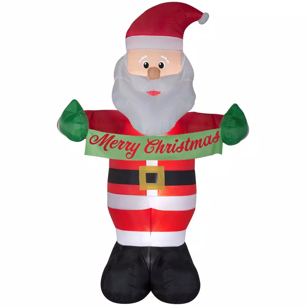 Gemmy 5 Ft. W X 8 Ft. H Inflatable Animated Santa With Banner Merry Christmas 2 Gemmy 5 Ft. W X 8 Ft. H Inflatable Animated Santa With Banner Merry Christmas - Image 2