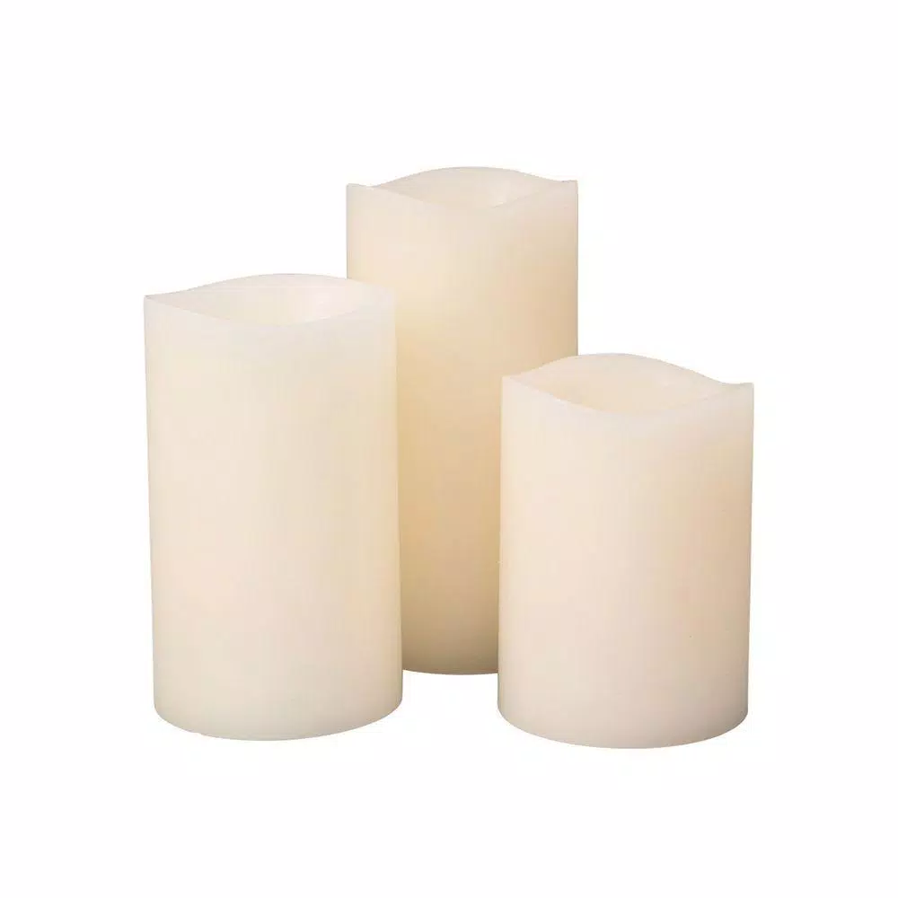 Gerson Bisque, Vanilla Scent Wax Black Wick LED Candle Set (3-Piece) 1 Gerson Bisque, Vanilla Scent Wax Black Wick LED Candle Set (3-Piece)