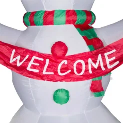 Glitzhome 12 Ft. Lighted Inflatable Snowman With Welcome Decor 9 Glitzhome 12 Ft. Lighted Inflatable Snowman With Welcome Decor -Christmas decorations shop glitzhome christmas inflatables 1125004448 1f 1000