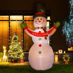 Glitzhome 12 Ft. Lighted Inflatable Snowman With Welcome Decor 11 Glitzhome 12 Ft. Lighted Inflatable Snowman With Welcome Decor -Christmas decorations shop glitzhome christmas inflatables 1125004448 31 1000