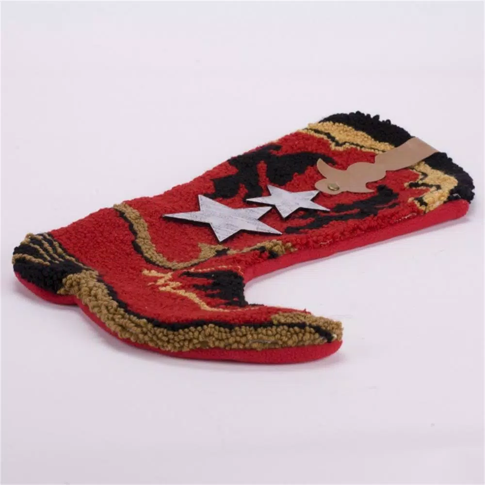 Glitzhome 20.69 In. H Hooked Stocking Red Boot 2 Glitzhome 20.69 In. H Hooked Stocking Red Boot - Image 2