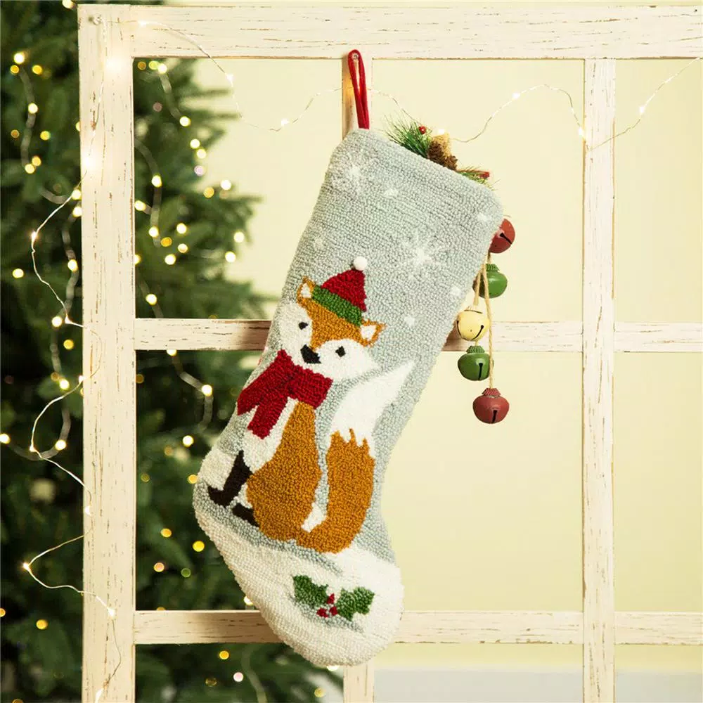 Glitzhome 19 In. L Fox Hooked Stocking 7 Glitzhome 19 In. L Fox Hooked Stocking - Image 7