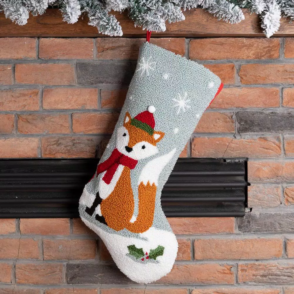 Glitzhome 19 In. L Fox Hooked Stocking 6 Glitzhome 19 In. L Fox Hooked Stocking - Image 6
