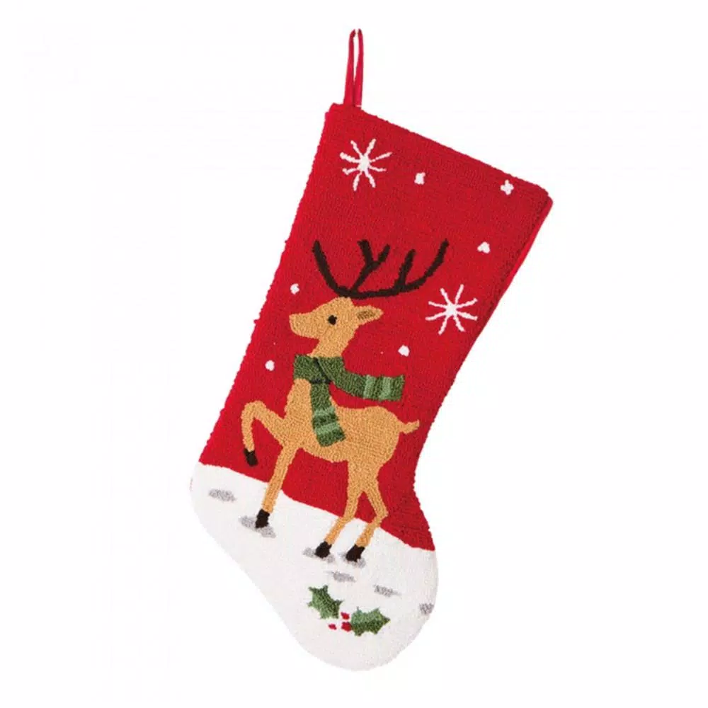 Glitzhome 9.27 In. H Hooked Stocking Reindeer 1 Glitzhome 9.27 In. H Hooked Stocking Reindeer