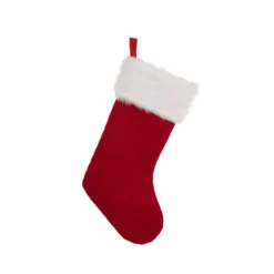 Glitzhome 20 In. L Knitted Stocking With Faux Fur Cuff