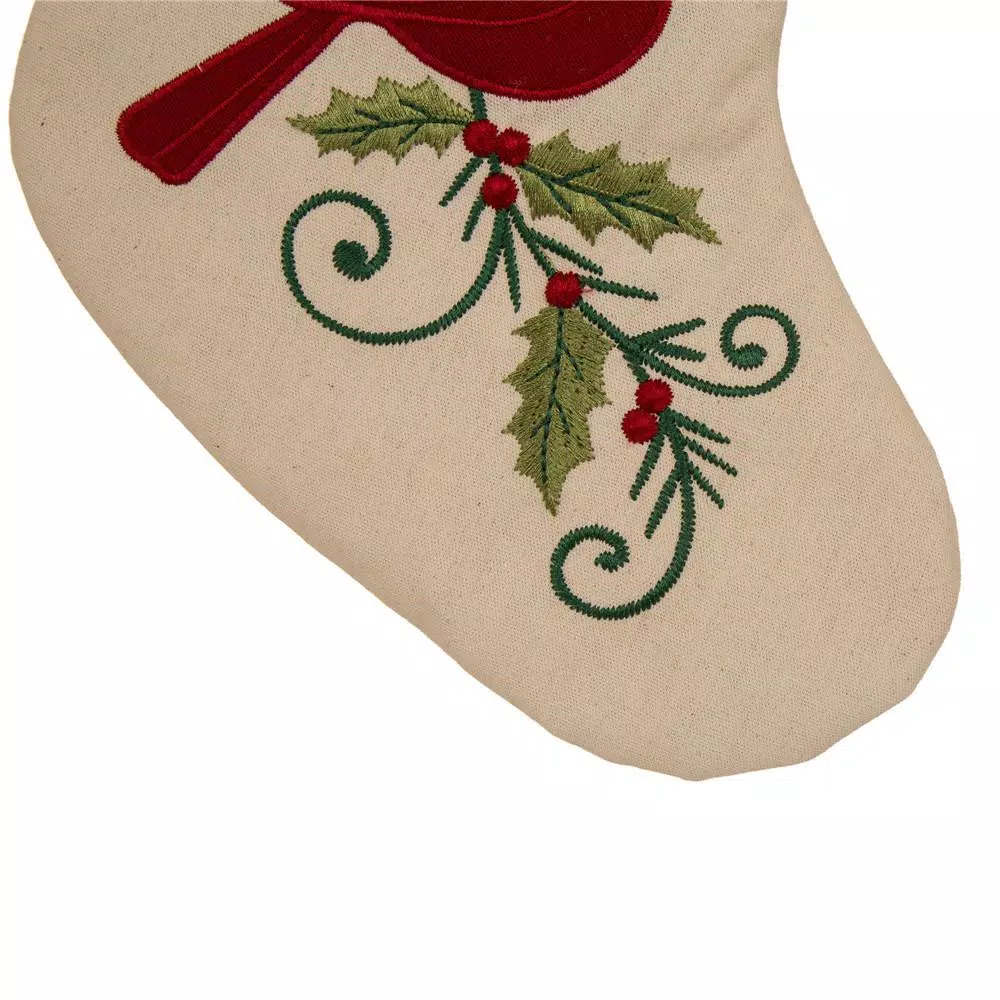 Glitzhome 21 In. H Fabric Cardinal Stocking 5 Glitzhome 21 In. H Fabric Cardinal Stocking - Image 5