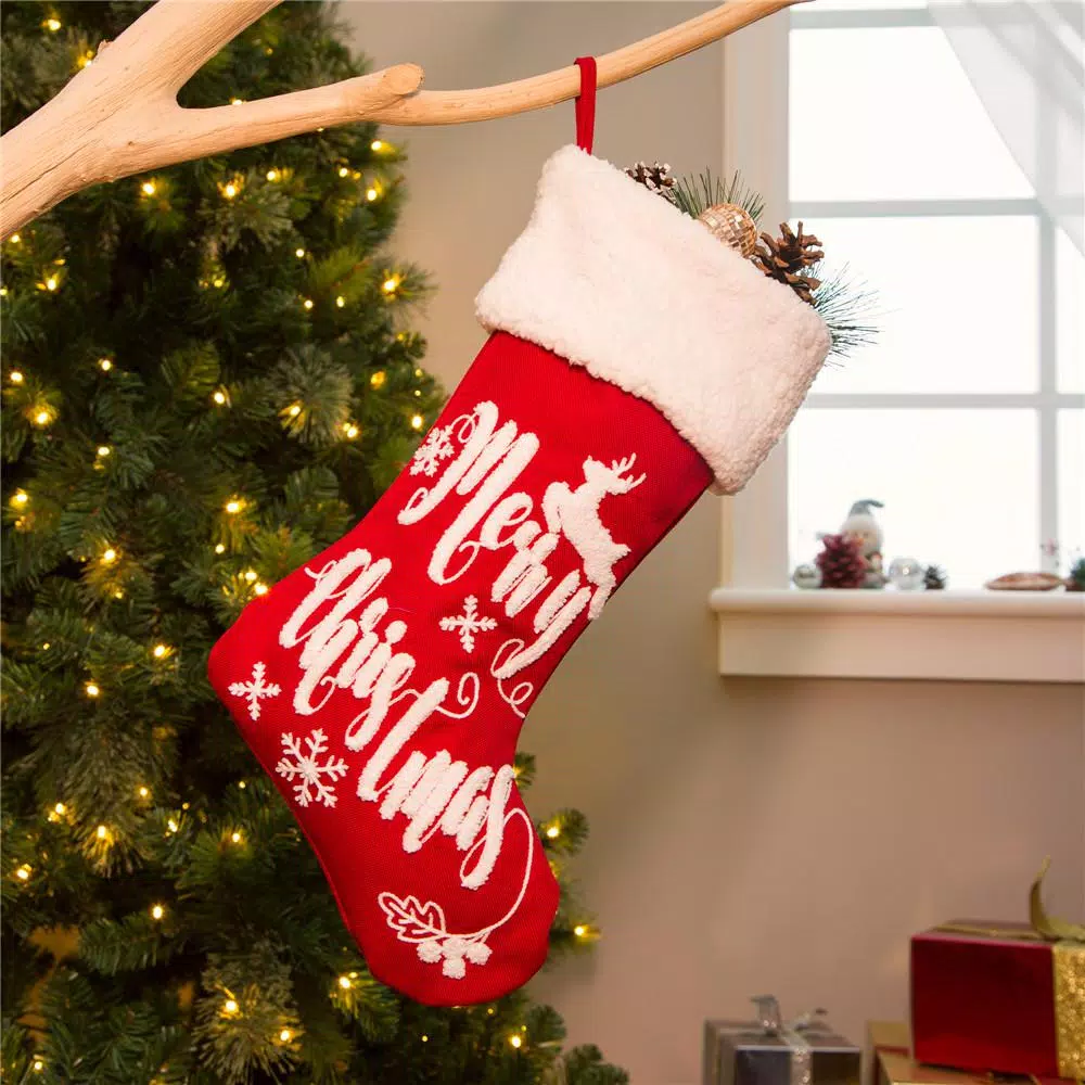 Glitzhome 21 In. H Fabric Stocking, In. Merry Christmas In 7 Glitzhome 21 In. H Fabric Stocking, In. Merry Christmas In - Image 7