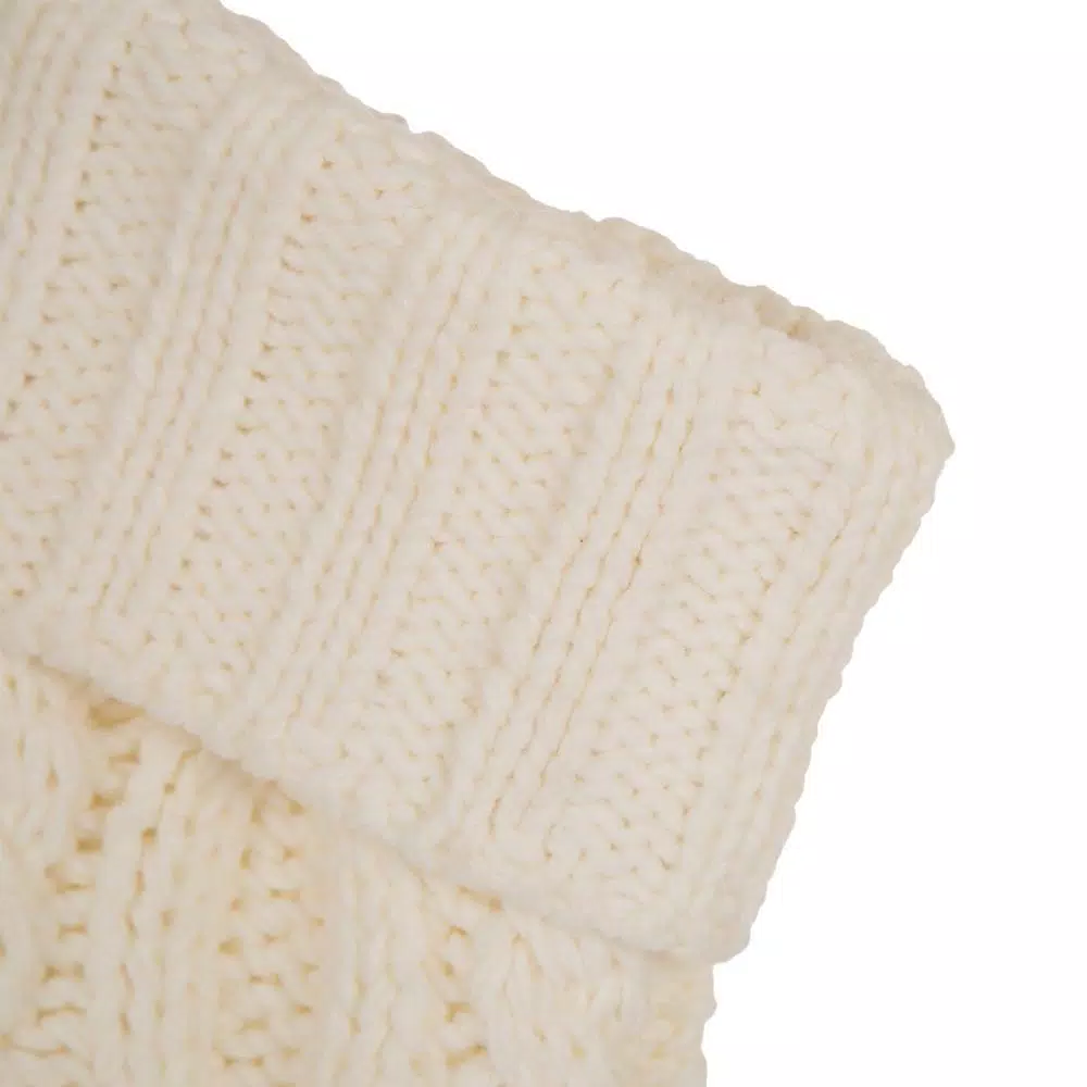 Glitzhome 24 In.H Knitted Polyester Christmas Stocking With Pom Ball-White 3 Glitzhome 24 In.H Knitted Polyester Christmas Stocking With Pom Ball-White - Image 3