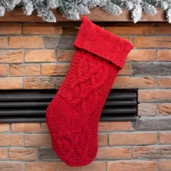 Glitzhome 22 In. L Knitted Polyester Red Christmas Stocking 13 Glitzhome 22 In. L Knitted Polyester Red Christmas Stocking -Christmas decorations shop glitzhome christmas stockings 1113203190 31 1000