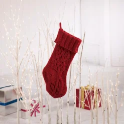 Glitzhome 22 In. L Knitted Polyester Red Christmas Stocking 12 Glitzhome 22 In. L Knitted Polyester Red Christmas Stocking -Christmas decorations shop glitzhome christmas stockings 1113203190 d4 1000