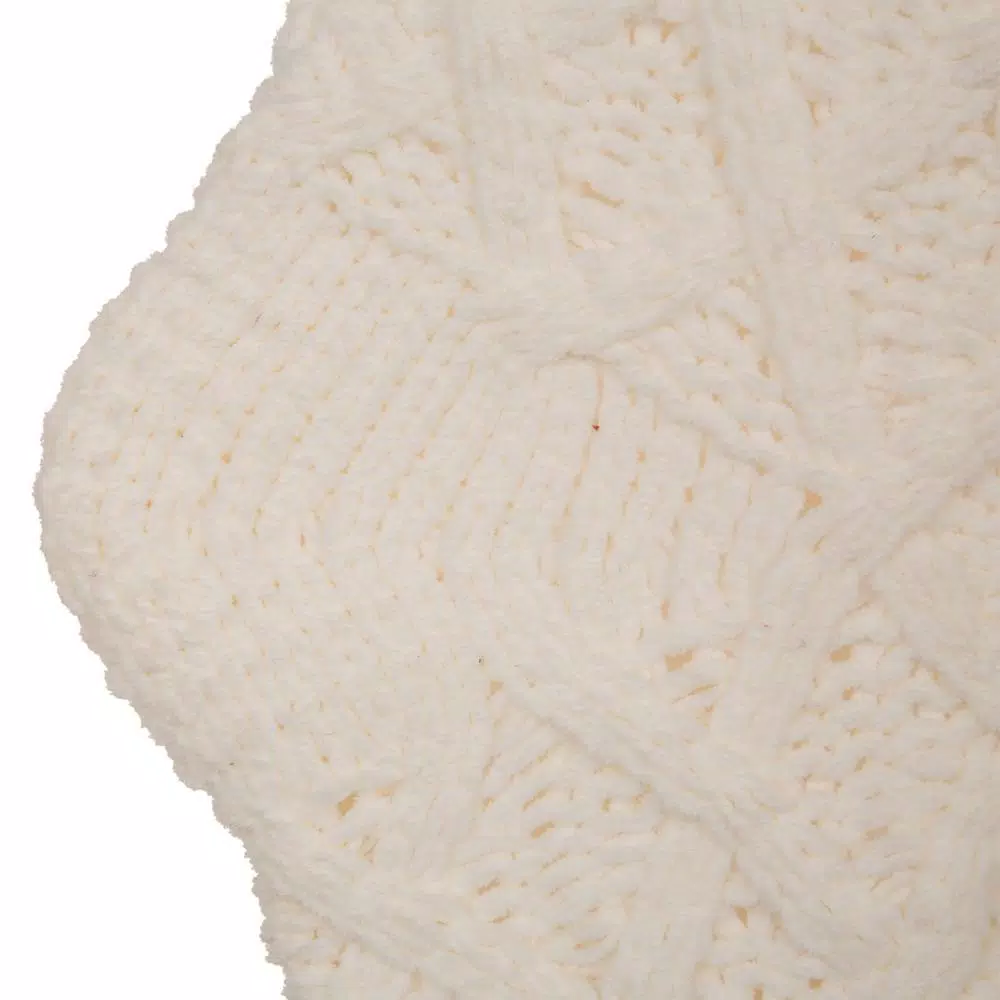 Glitzhome 22 In. L Knitted Polyester White Christmas Stocking With Red Trim And Pompom 3 Glitzhome 22 In. L Knitted Polyester White Christmas Stocking With Red Trim And Pompom - Image 3