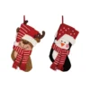 Glitzhome 19 In. H Acrylic/Polyester 3D Hooked Penguin And Reindeer Stocking (Set Of 2)