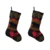 Glitzhome Plaid Stocking With Rug Hooked (Bear) 2-Pack