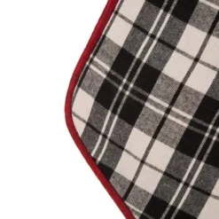 Glitzhome 20 In. Black And White Cotton/Spandex Plaid Fabric Cotton Christmas Stocking Decoration (2-Pack) -Christmas decorations shop glitzhome christmas stockings 2004700040 4f 1000