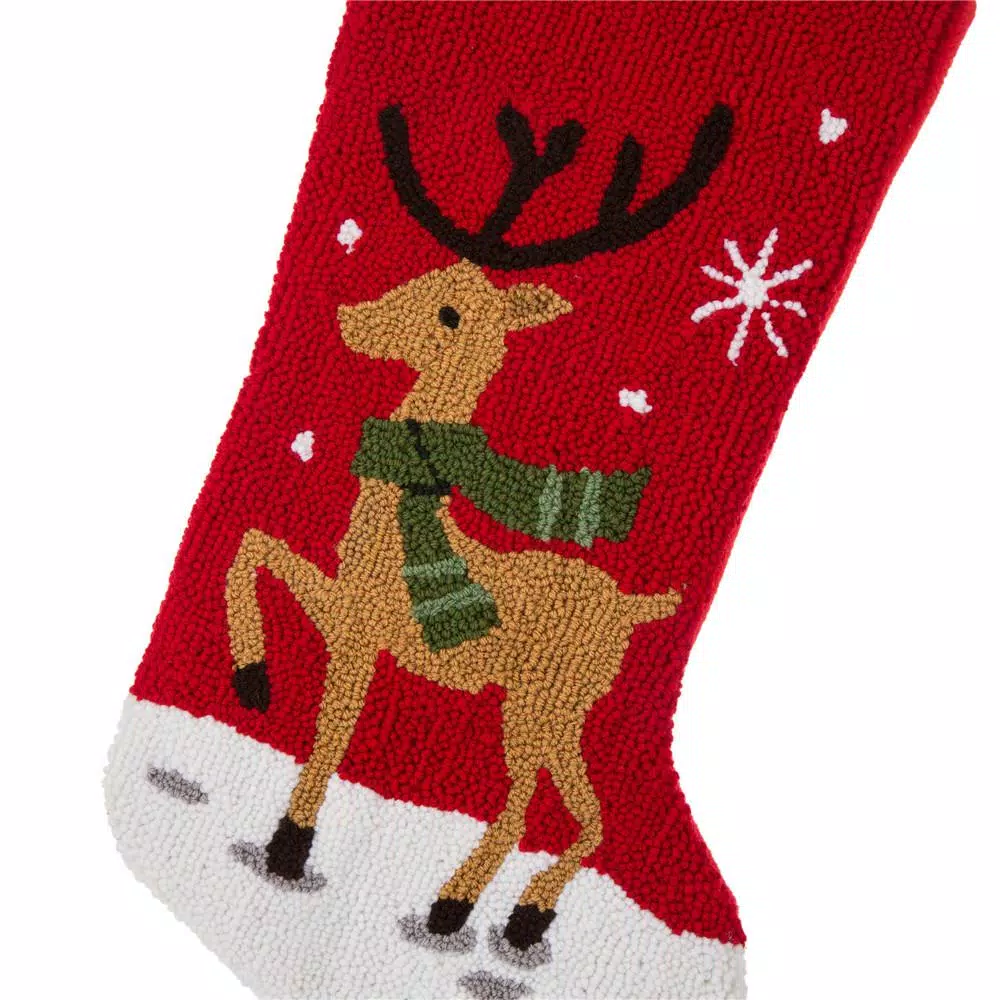 Glitzhome 20 In. H Polyester And Acrylic Reindeer Hooked Stocking (2-Pack) 5 Glitzhome 20 In. H Polyester And Acrylic Reindeer Hooked Stocking (2-Pack) - Image 5