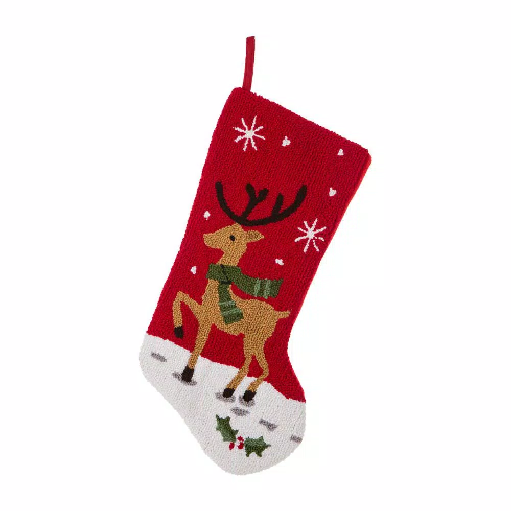 Glitzhome 20 In. H Polyester And Acrylic Reindeer Hooked Stocking (2-Pack) 2 Glitzhome 20 In. H Polyester And Acrylic Reindeer Hooked Stocking (2-Pack) - Image 2