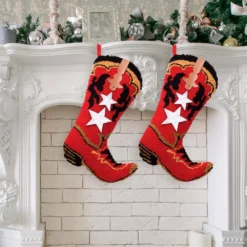 Glitzhome 19.69 In. Polyester Hooked Red Boot Stocking (2-Pack) 9 Glitzhome 19.69 In. Polyester Hooked Red Boot Stocking (2-Pack) -Christmas decorations shop glitzhome christmas stockings 2004700055 31 1000