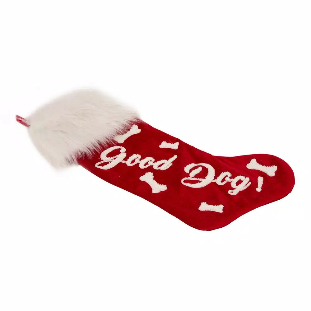 Glitzhome 21 In. H Polyester Velvet Christmas Stocking With Plush Cuff- Good Dog (2-Pack) 6 Glitzhome 21 In. H Polyester Velvet Christmas Stocking With Plush Cuff- Good Dog (2-Pack) - Image 6