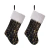 Glitzhome 21 In. H Polyester Navy Blue Sequin Christmas Stocking (2-Pack)