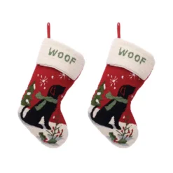 Glitzhome 20 In. Acrylic/Polyester Hooked Dog Stocking (2-Pack)
