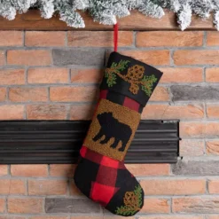 Glitzhome 19 In. Polyester/Acrylic Plaid Christmas Stocking With Rug Hooked Bear 7 Glitzhome 19 In. Polyester/Acrylic Plaid Christmas Stocking With Rug Hooked Bear -Christmas decorations shop glitzhome christmas stockings jk13225pfb 31 1000