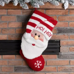 Glitzhome 20 In. Polyester/Acrylic Hooked Christmas Stocking With 3D Santa 7 Glitzhome 20 In. Polyester/Acrylic Hooked Christmas Stocking With 3D Santa -Christmas decorations shop glitzhome christmas stockings jk13403wsa 31 1000
