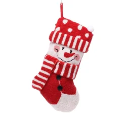 Glitzhome 20 In. Polyester/Acrylic Hooked 3D Snowman Christmas Stocking