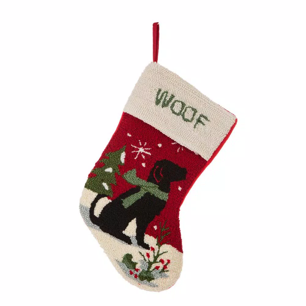 Glitzhome 20 In. L Hooked Stocking, Dog 1 Glitzhome 20 In. L Hooked Stocking, Dog