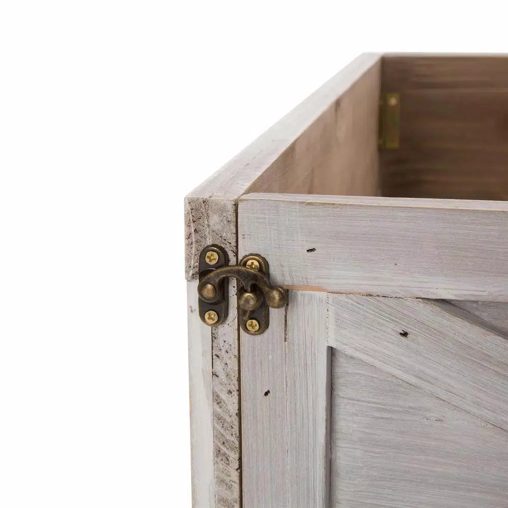 Glitzhome 22.09 In. L Washed White Wooden Tree Collar (KD) 2 Glitzhome 22.09 In. L Washed White Wooden Tree Collar (KD) - Image 2